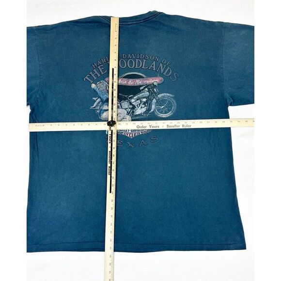 Vintage Harley Davidson Blue T-shirt Biker Motorcycle Texas Single Stitch - Picture 6 of 8